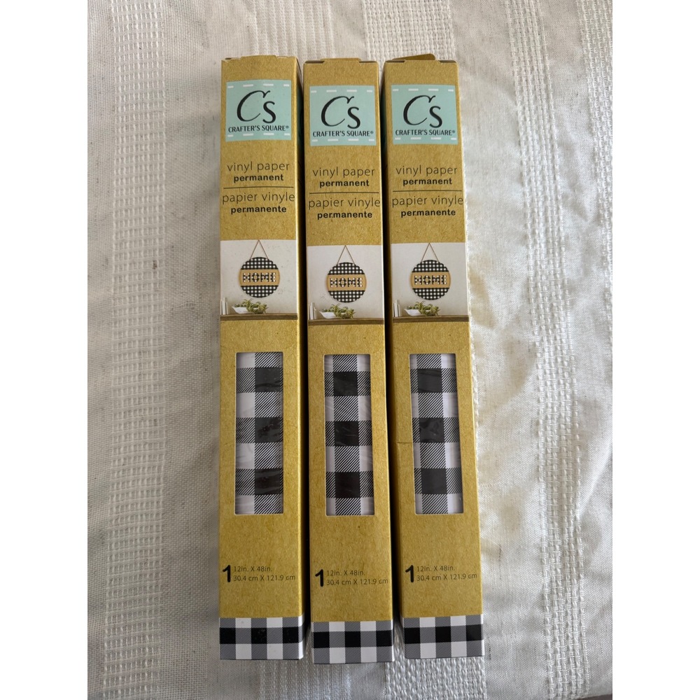 Crafter's Square Buffalo Plaid Vinyl Paper Permanent 12in x 48in‎ - 3 Pack New